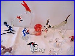 Job lot of old vintage mid century hand blown Murano glass animals birds etc
