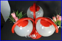 KAISER leuchten Vintage mid century retro red Glass globes pendant lamp