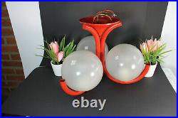 KAISER leuchten Vintage mid century retro red Glass globes pendant lamp