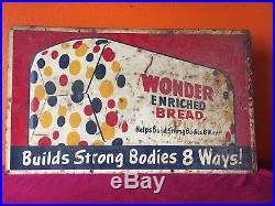 LARGE Vintage Wonder Bread metal tin modern POP art 1950s Sign mid century retro
