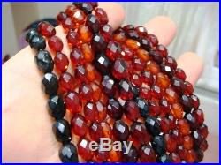 LOT OF SIX DECO CHERRY AMBER BAKELITE, FATURAN, FACETED NECKLACES, READY TO WEAR