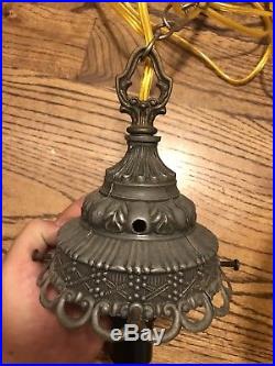 LQQK- SWAG LAMP Beautiful Vintage Retro Mid century Amber Glass