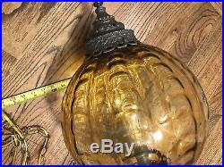 LQQK- SWAG LAMP Beautiful Vintage Retro Mid century Amber Glass