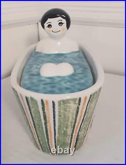 La Vasca Vintage Giancarlo Tunsi Girard Ceramic Trinket Box withLid Italy Stripe