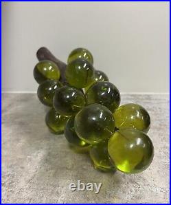 Large 12 Vintage MID CENTURY Green LUCITE GRAPE CLUSTER on Faux Branch GLOWS