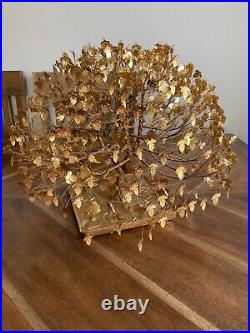 Large J. E. Tramel MCM Dream Tree Twisted Wire Gold Foil Leaves Original Label
