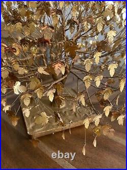 Large J. E. Tramel MCM Dream Tree Twisted Wire Gold Foil Leaves Original Label