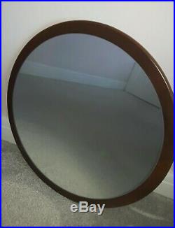 Large Mid Century Circular Round Wall Mirror Vintage Retro Teak 1960s/70s