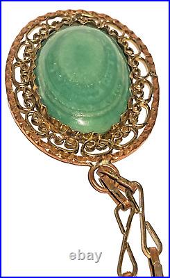 Large Vintage Retro MID Century Copper Brass Artisan Beaded Pendant Necklace