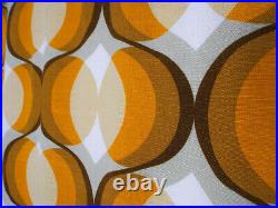 Large Vintage fabric curtains drapes orange brown Mid-Century Pop Art 60's 70's