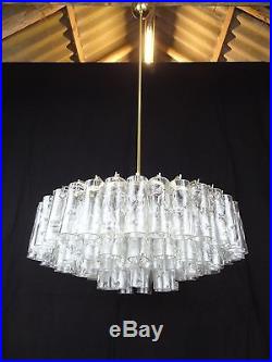 Large glass tube chandelier by DORIA vintage retro design lamp mid century light