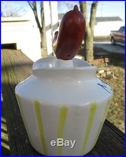 Lefton holt howard anthropomorphic hot dog head mustard condiment jar