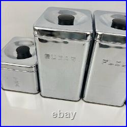Lincoln Beautyware Chrome Canister Set 4 Piece Vintage Retro 1950s Mid Century
