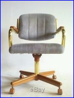 Lot Vintage MidCentury Danish Modern Brass Clam Chair Office Cantilever Baughman