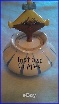 Lot of 4 HOLT HOWARD Pixieware Condiment Jars Instant Coffee /Jam n' Jelly Retro