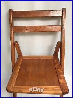 Lot of 6 Retro VTG Mid Century Natural Wood Wooden FOLDING CHAIRS Girl Scouts