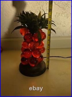 Lucite Grape Cluster Table Lamp. Works. Mid-Century Pineapple Red. GZ