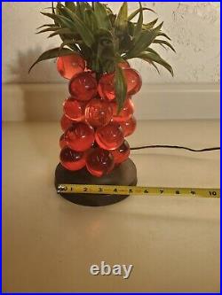Lucite Grape Cluster Table Lamp. Works. Mid-Century Pineapple Red. GZ