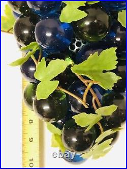 Lucite Grapes Swag Light Hanging Lamp Blue Green Vintage Mid Century Modern 10