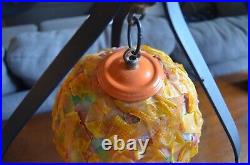 Lucite Lamp MCM Decor Lamp Spaghetti Rock Candy Ribbon with Wrought Iron Holder