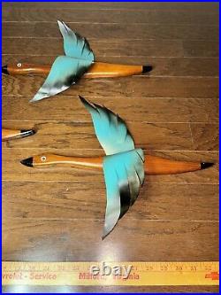 MCM 1960s Wood & Metal DUCKS Geese Wall Art Vintage Mid Century Modern Set