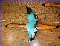 MCM 1960s Wood & Metal DUCKS Geese Wall Art Vintage Mid Century Modern Set