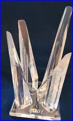 MCM Acrylic Lucite 13 Sculpture Four Vertical Chiseled Ice Inspired Design