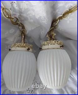MCM Double Swag White Ribbed Globes For Foyer