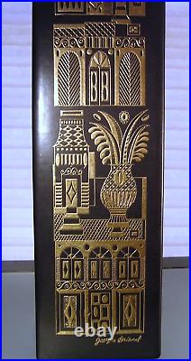 MCM Georges Briard Pottery Vase Hyalyn Gold Black 15