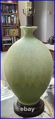 MCM Italian Matte Drip Glazed Stunning Shade Of Chartreuse Ceramic Table Lamp