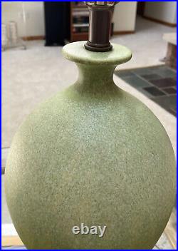 MCM Italian Matte Drip Glazed Stunning Shade Of Chartreuse Ceramic Table Lamp
