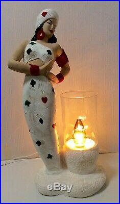 MCM Retro 1953 Pittsburgh Statuary Co 21 Chalkware Woman Dancer Lamp Card Suits