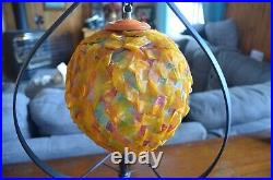 MCM Spaghetti Rock Candy Ribbon Lucite Lamp with Wrought Iron Holder