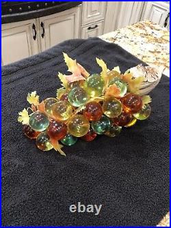 MCM / VTG 36 Large Lucite Grape Cluster On Driftwood / w Leaves Multicolored