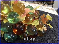 MCM / VTG 36 Large Lucite Grape Cluster On Driftwood / w Leaves Multicolored