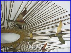 MCM Vintage Curtis Jere Brass Birds In Flight Starburst METAL Wall Art