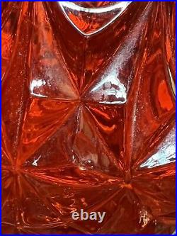 MCM Vintage LE Smith Swung Glass Vase 22 Diamond Butt Red Amberina Glow