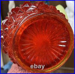 MCM Vintage LE Smith Swung Glass Vase 22 Diamond Butt Red Amberina Glow