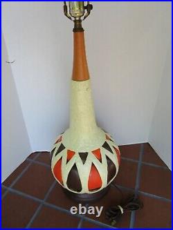 MCM ceramic Lamp earth tones 1960's Atomic Mid Century Modern 36T 1960's retro