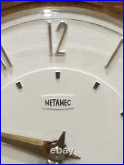 METAMEC Mid Century MCM Desk Clock Brass Feet England