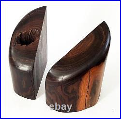 MEXICAN MID CENTURY MODERNIST DON SHOEMAKER SENAL COCOBOLO WOOD BOOKEND 10 x 8