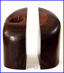 MEXICAN MID CENTURY MODERNIST DON SHOEMAKER SENAL COCOBOLO WOOD BOOKEND 10 x 8