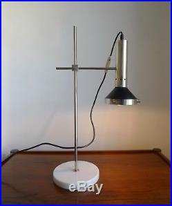 MID-CENTURY ITALIAN CHROME & MARBLE DESK LAMP Retro Vintage Stilnovo Style