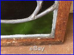 MID CENTURY MODERN CAT Retro STAINED GLASS WINDOW PANE Vintage Leaded Framed Art