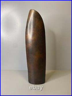 MID CENTURY MODERN Copper/bronze Colored Large Metal Angle Cut Vase