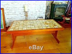 MID CENTURY MODERN Large Solid Tile Top Teak Coffee Table