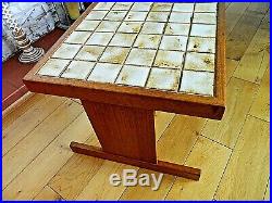 MID CENTURY MODERN Large Solid Tile Top Teak Coffee Table