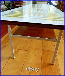 MID CENTURY Retro Large Wooden Decorative Top Metal Frame Coffee Table