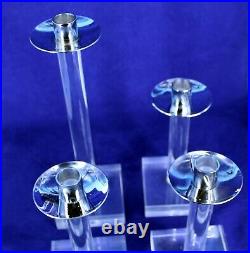 MID Century 1950's Dorothy Thorpe Set 4 Lucite Silver Plate Candlestick Holders