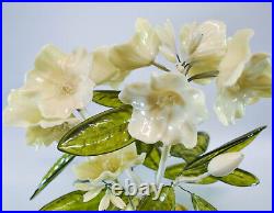 MID Century 1967 J. Corelli Lucite White Gloxinias Flowers Table Centerpiece